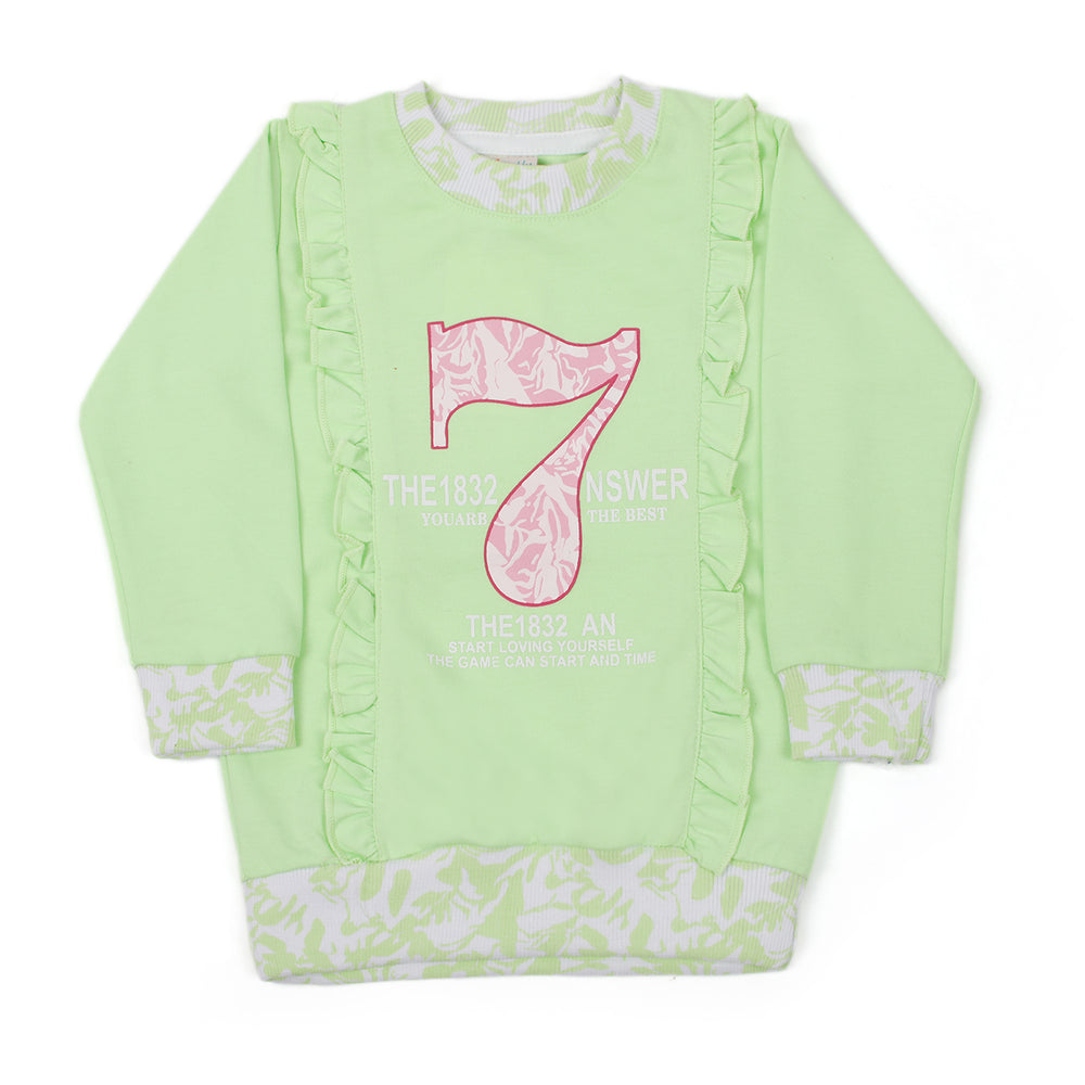 Girls Full Sleeves Sweat Shirt - Light Green, Girls Hoodies & Sweat Shirts, Chase Value, Chase Value