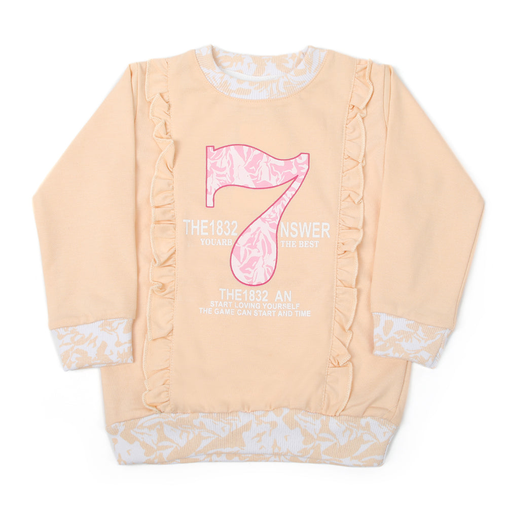 Girls Full Sleeves Sweat Shirt - Peach, Girls Hoodies & Sweat Shirts, Chase Value, Chase Value