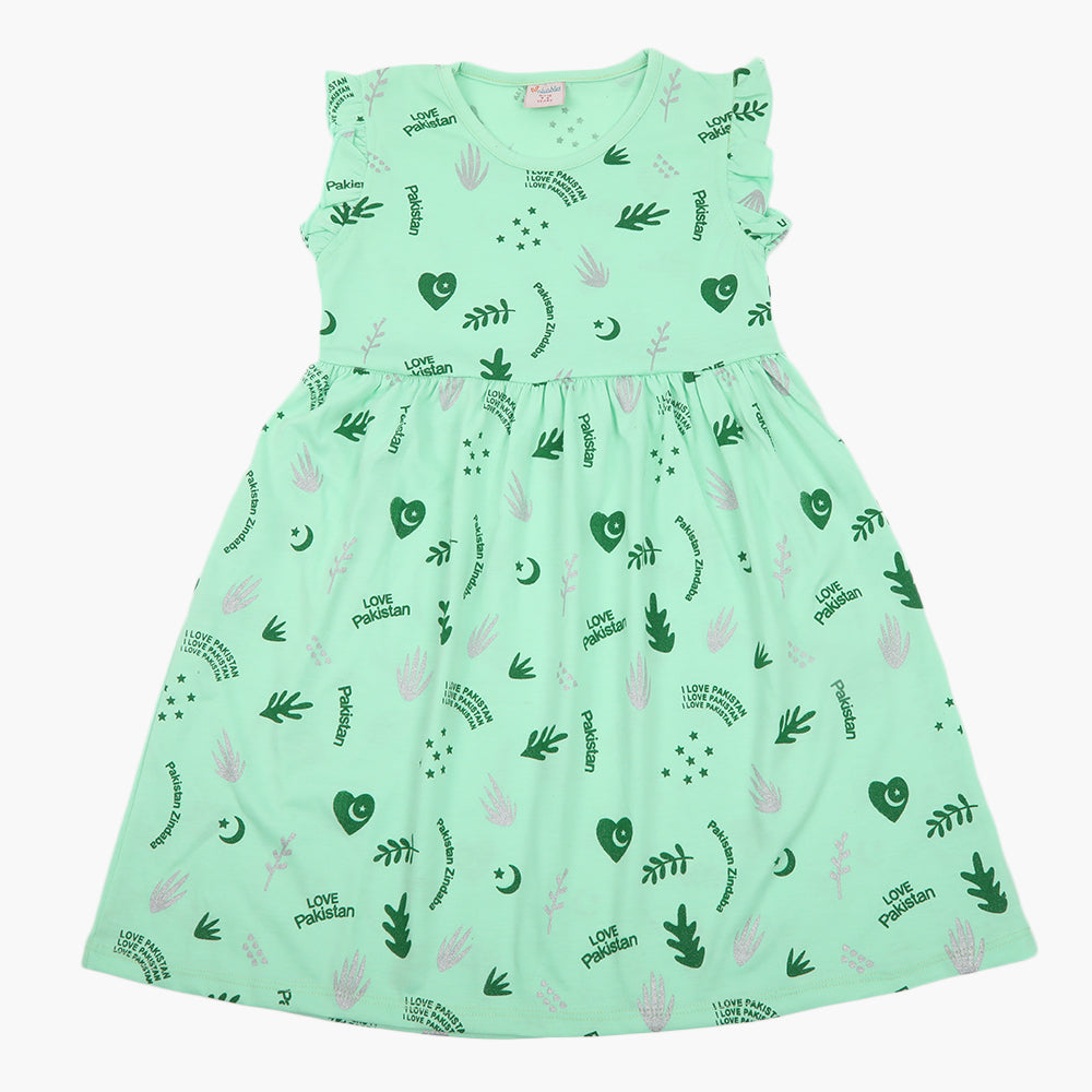 Girls Independence Day Frock - Green, Girls Frocks, Chase Value, Chase Value