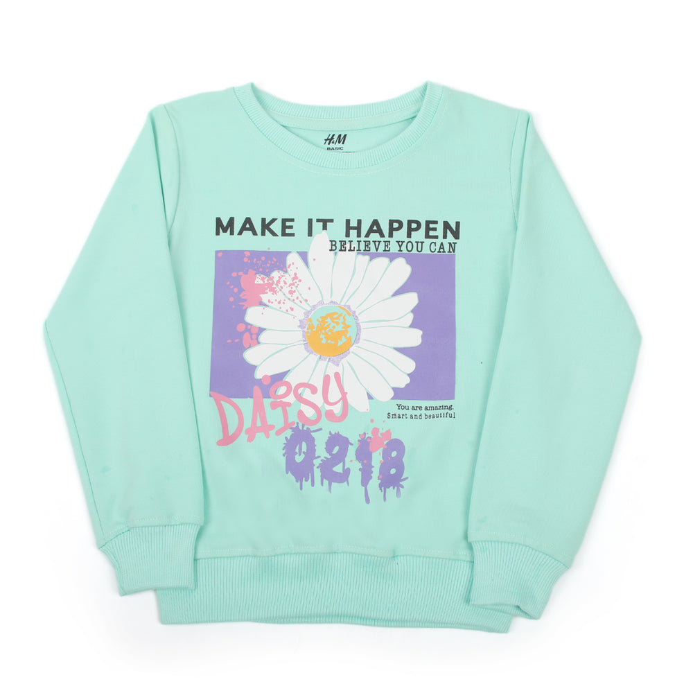 Girls Full Sleeves Sweat Shirt - Cyan, Girls Hoodies & Sweat Shirts, Chase Value, Chase Value