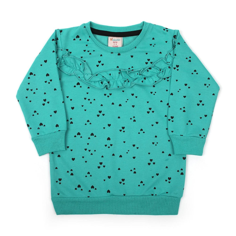 Girls Full Sleeves Sweat Shirt - Green, Girls Hoodies & Sweat Shirts, Chase Value, Chase Value