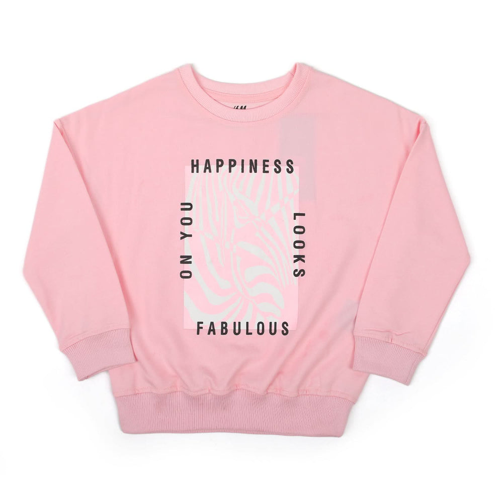 Girls Full Sleeves Sweat Shirt - Baby Pink, Girls Hoodies & Sweat Shirts, Chase Value, Chase Value