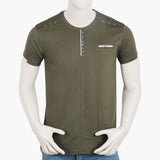 Men's Half Sleeves Fancy T-Shirt - Olive Green, Men's T-Shirts & Polos, Chase Value, Chase Value