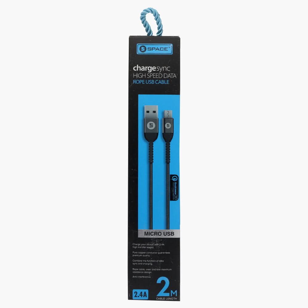 Micro Usb Cable 2Mm CE-441 - Black, USB Cables, Chase Value, Chase Value