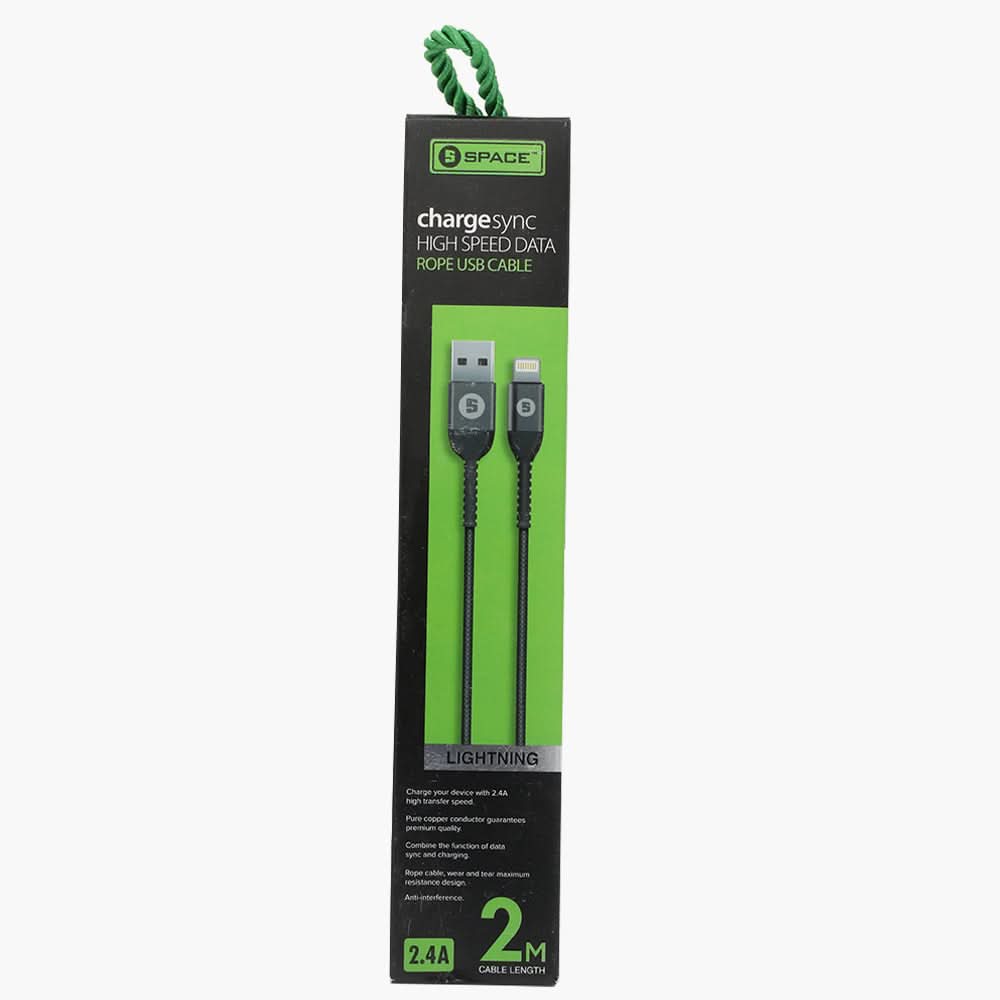 Lightning Usb Cable 2Mm CE- 481 - Black, USB Cables, Chase Value, Chase Value