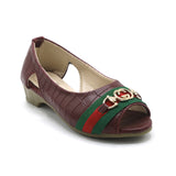 Girls Open-Toe Stylis Shoe - Maroon, Girls Pumps, Chase Value, Chase Value