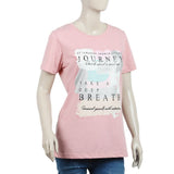 Women's Half Sleeves Printed T-Shirt - Tea Pink, Women T-Shirts & Tops, Chase Value, Chase Value