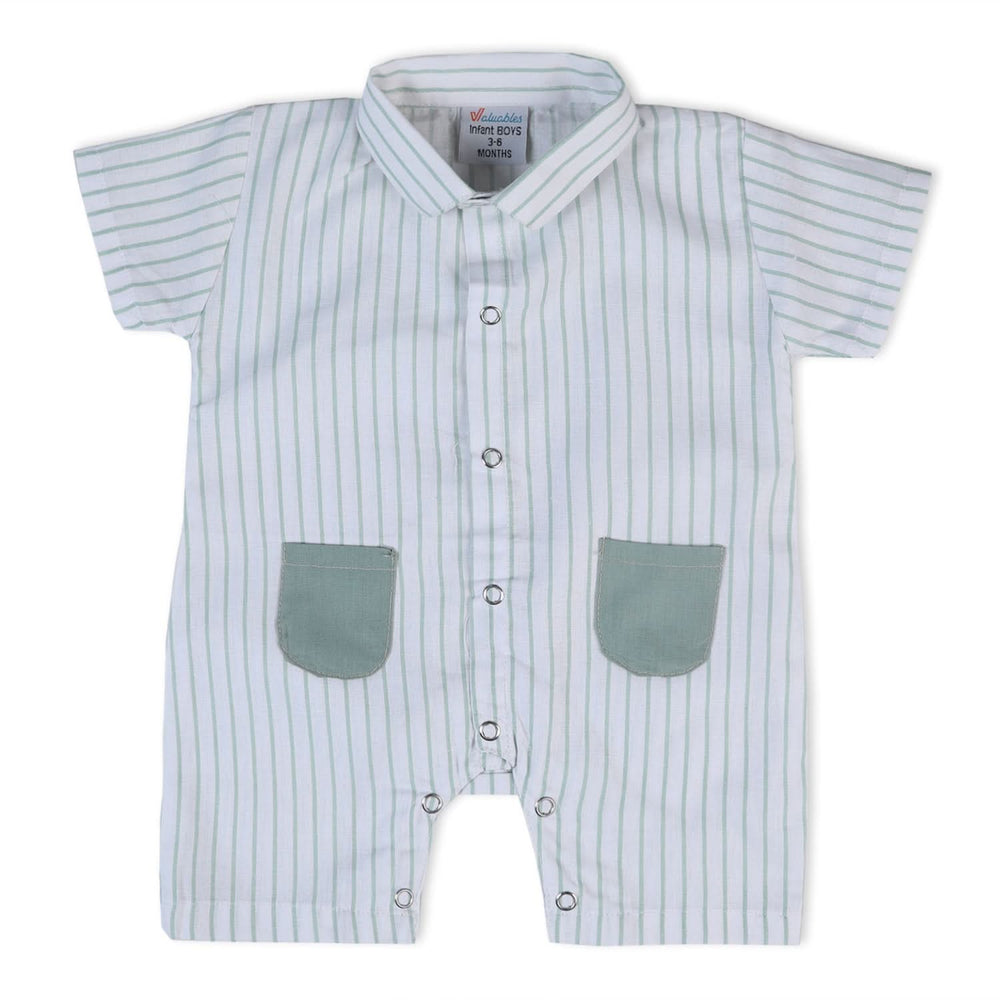 Valuable Newborn Boys Half Sleeves Romper - White, Newborn Boys Rompers, Chase Value, Chase Value