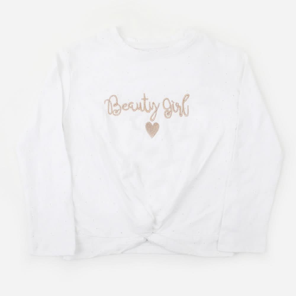 Girls Knitted Top - White, Girls Tops, Chase Value, Chase Value
