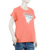 Women's Half Sleeves Printed T-Shirt - Dark Pink, Women T-Shirts & Tops, Chase Value, Chase Value
