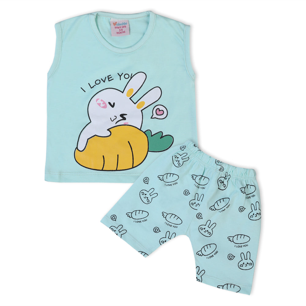 Valuable Newborn Girls Sando Suit - Cyan, Newborn Girls Sets & Suits, Chase Value, Chase Value
