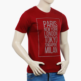 Men's Round Neck Half Sleeves Printed T-Shirt - Maroon, Men's T-Shirts & Polos, Chase Value, Chase Value