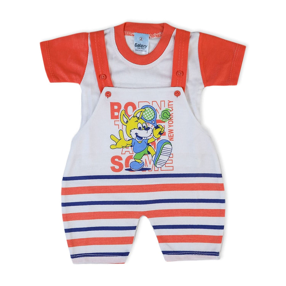 Newborn Boys Half Sleeves Romper - Orange, Newborn Boys Rompers, Chase Value, Chase Value