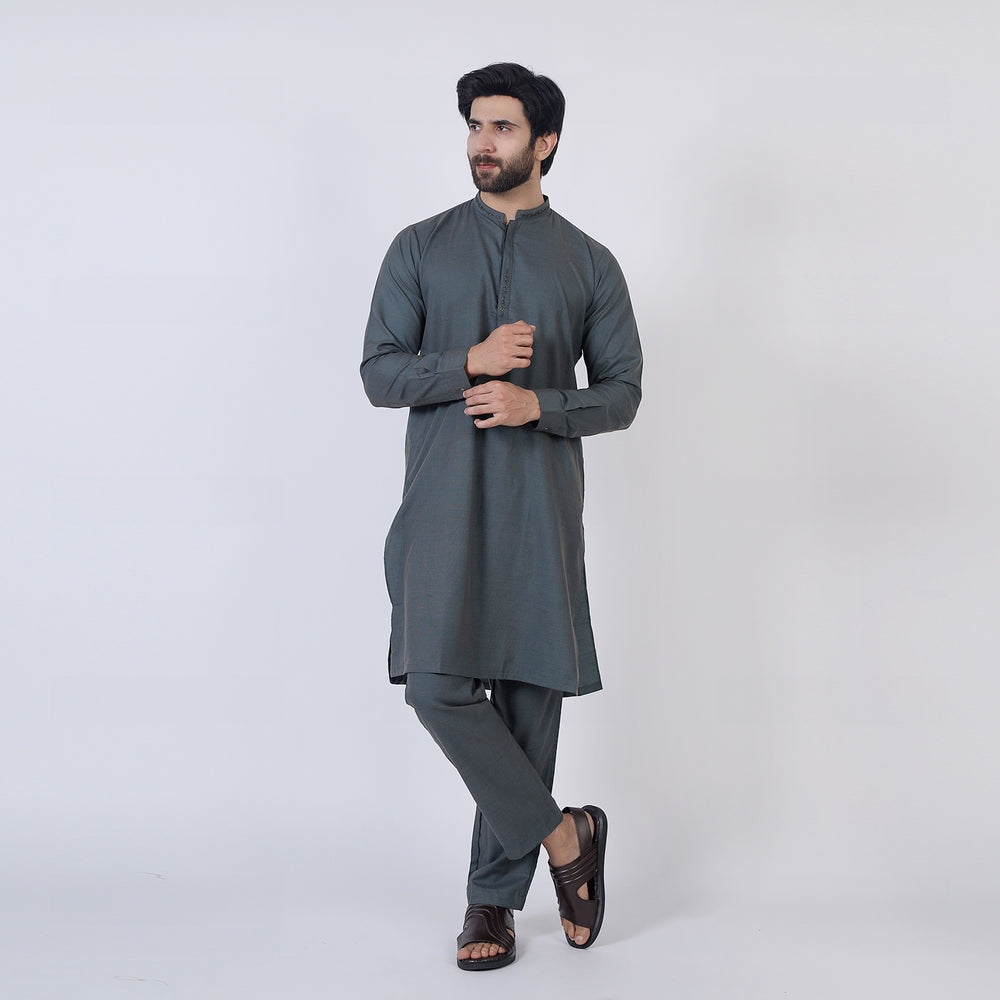 Eminent Men's Embroidered Kurta Pajama Suit - Green, Men's Shalwar Kameez, Eminent, Chase Value