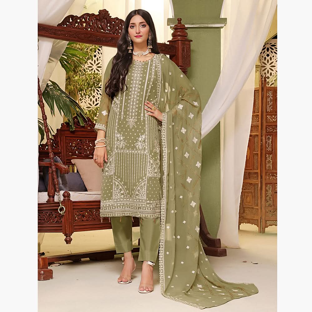 Bin Hameed Sanobar Luxury Chiffon Embroidered Unstitched 3Pcs Suit - EKR-4389, Women, 3Pcs Shalwar Suit, Rana Arts, Chase Value