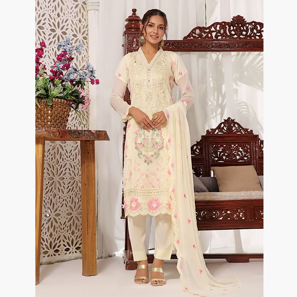 Bin Hameed Sanobar Luxury Chiffon Embroidered Unstitched 3Pcs Suit - EKR-4395, Women, 3Pcs Shalwar Suit, Rana Arts, Chase Value