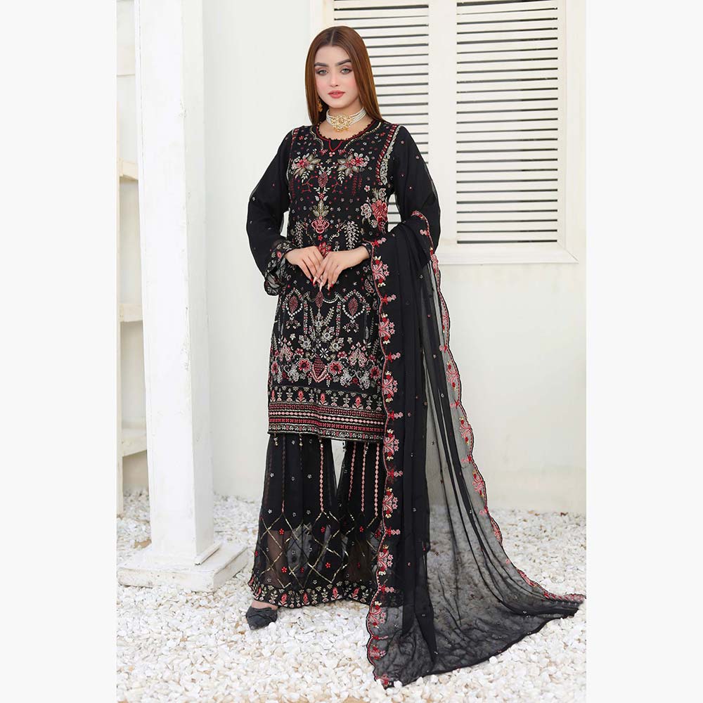 Bin Hameed Haiza Chiffon Semi Stitched Sharara - EKR-4350, Women, 3Pcs Shalwar Suit, Rana Arts, Chase Value