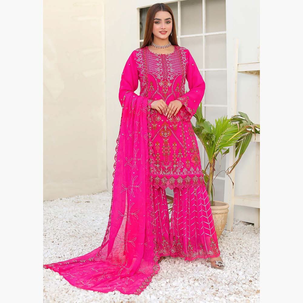 Bin Hameed Haiza Chiffon Semi Stitched Sharara - EKR-4361, Women, 3Pcs Shalwar Suit, Rana Arts, Chase Value