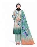 Al Jannat Karandi Printed Suit - 3 Pc