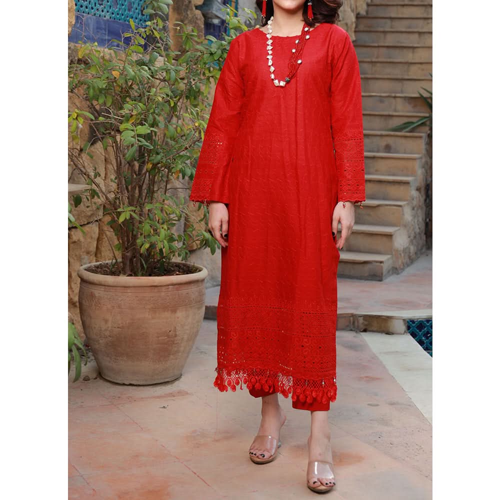 Eminent Cotton Lawn Schiffli & Chikankari Unstitched 2Pcs Suit - 12, Women, 3Pcs Shalwar Suit, Eminent, Chase Value