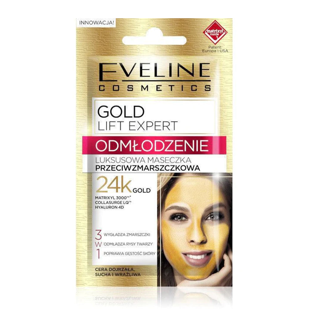 Eveline Gold Lift Expert - Luxury Anti-Wrinkle Face Mask 24K Gold - 7ml, Skin Treatments, Eveline, Chase Value