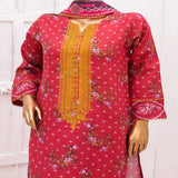 Hira Printed Lawn Embroidered 3Pcs Suit with Bember Dupatta - 7, Women, 3Pcs Shalwar Suit, Leeds Textile, Chase Value