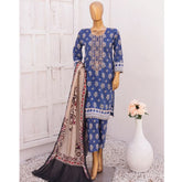 Hira Printed Lawn Embroidered 3Pcs Suit with Bember Dupatta - 8, Women, 3Pcs Shalwar Suit, Leeds Textile, Chase Value