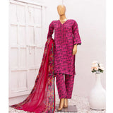 Hira Printed Lawn Embroidered 3Pcs Suit with Bember Dupatta - 9, Women, 3Pcs Shalwar Suit, Leeds Textile, Chase Value
