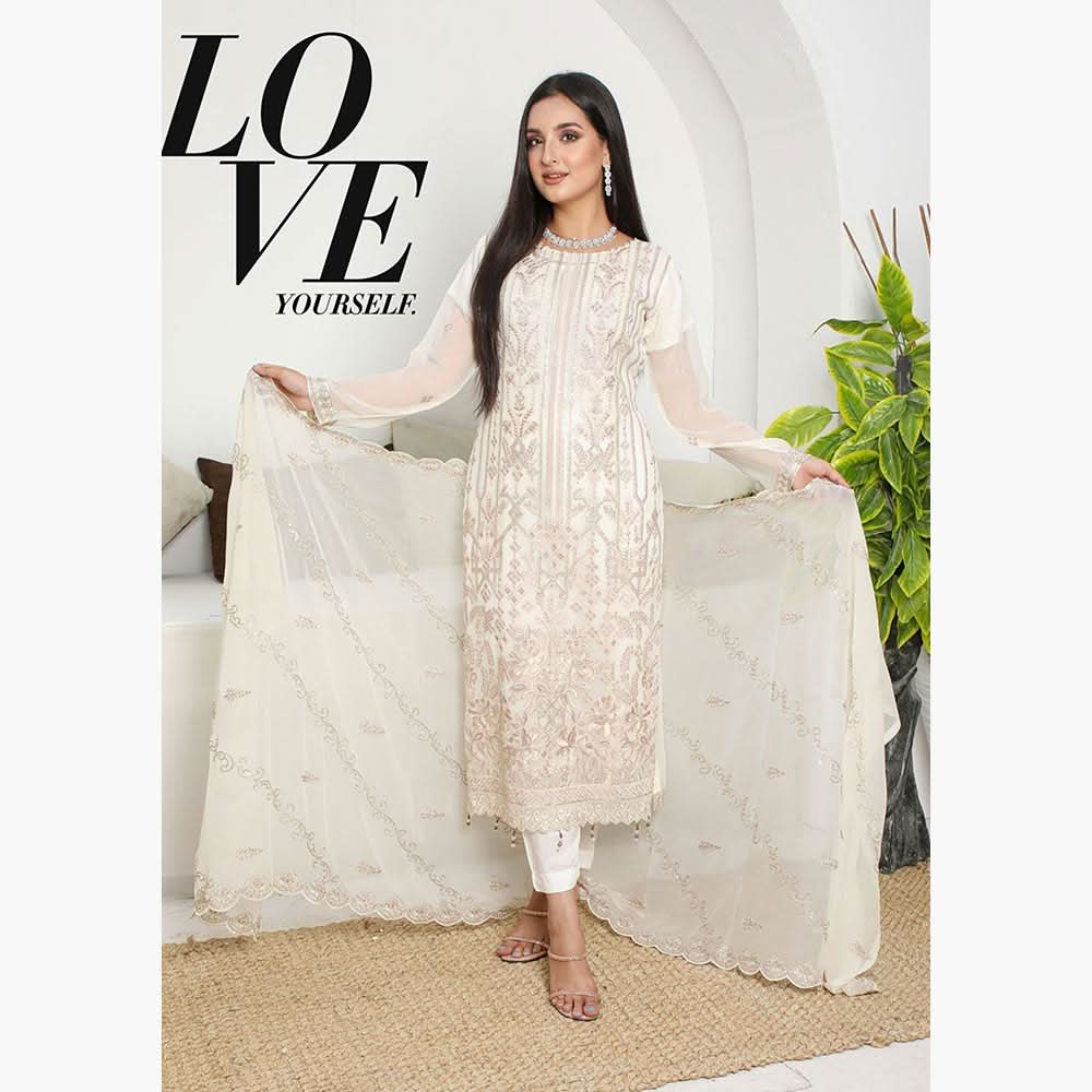 Bin Hameed Hoorain Luxury Chiffon Embroidered 3pcs Suit - 3, Women, 3Pcs Shalwar Suit, Tawakkal Fabrics, Chase Value