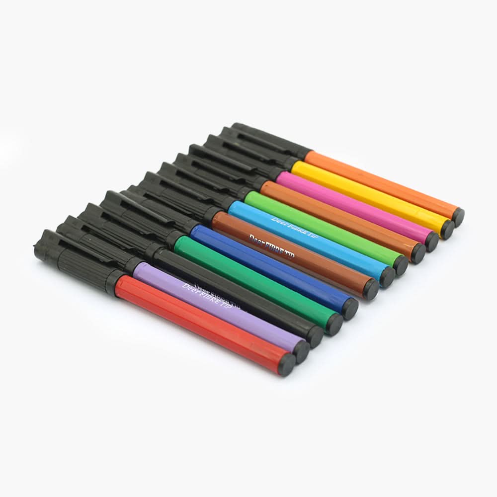 Deer Fiber Marker 12Pcs - Multi, Pencil Boxes & Stationery Sets, Deer, Chase Value