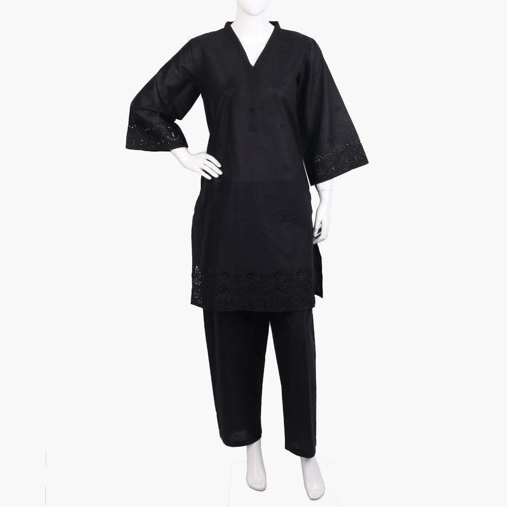 Women's Embroidered 2Pcs Suit - Black, Women Shalwar Suits, Chase Value, Chase Value