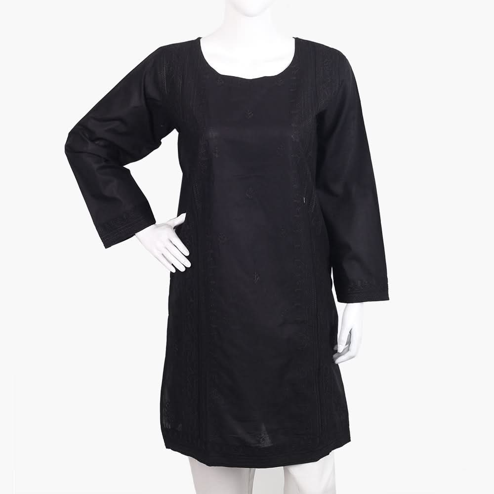 Women's Embroidered Kurti - Black, Women Ready Kurtis, Chase Value, Chase Value