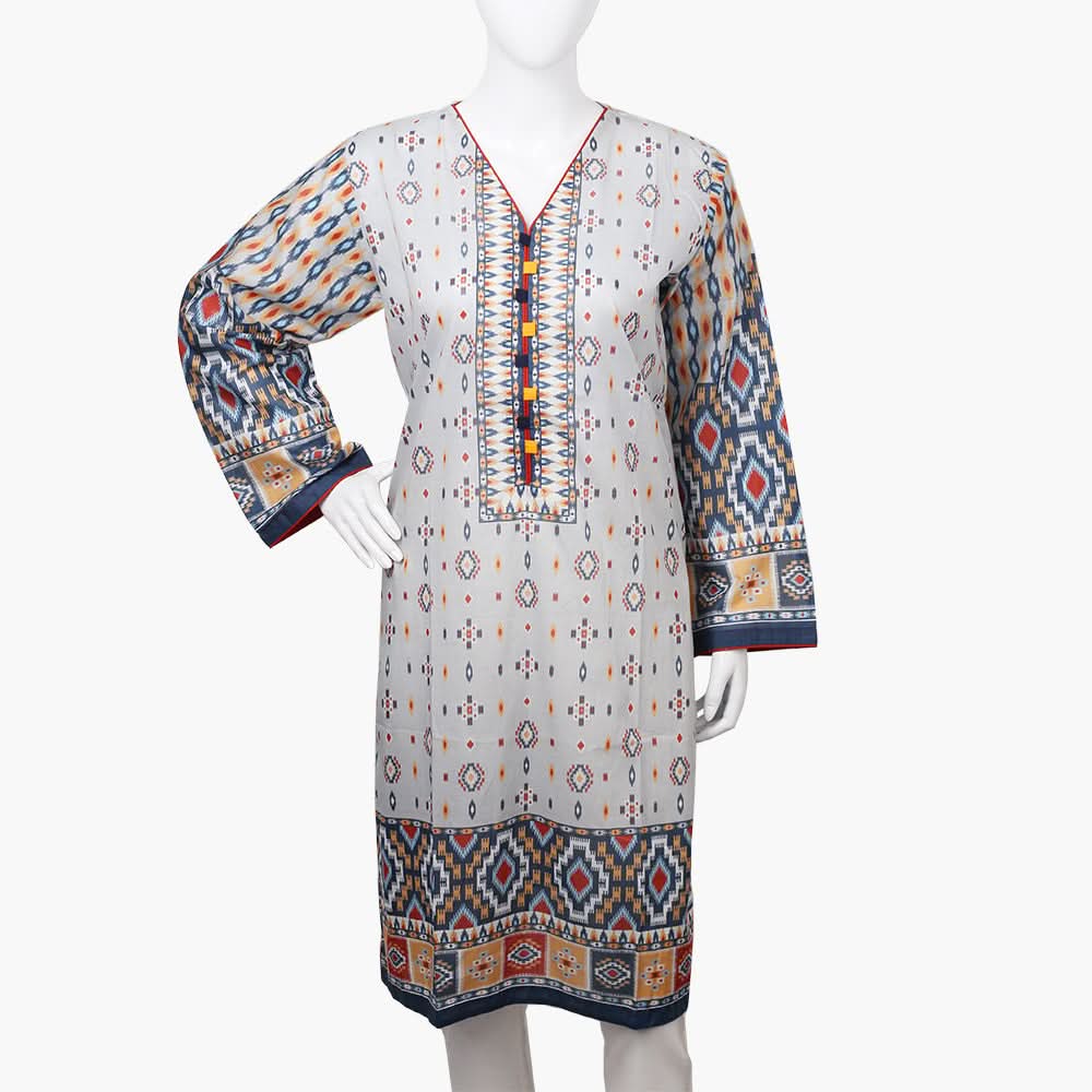 Women's Digital Printed Kurti - Grey, Women Ready Kurtis, Chase Value, Chase Value
