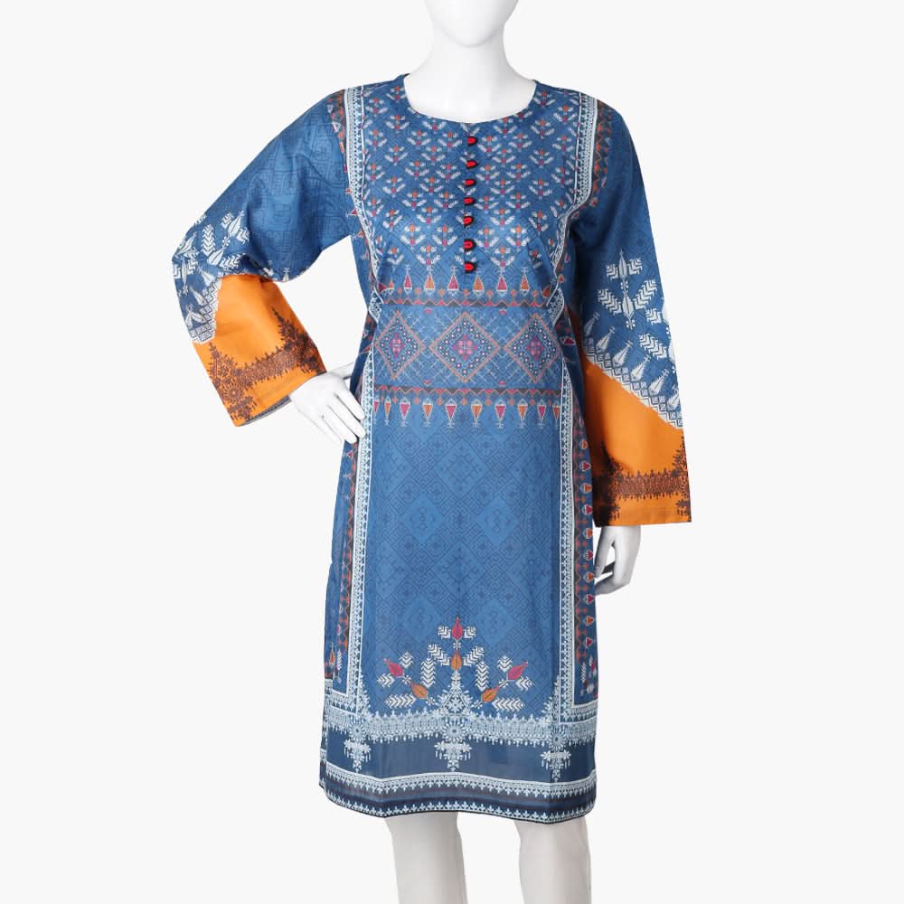 Women's Digital Printed Kurti - Steel Blue, Women Ready Kurtis, Chase Value, Chase Value