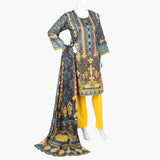 Women's Printed Lawn 3Pcs Suit - Black, Women Shalwar Suits, Chase Value, Chase Value