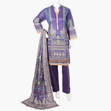 Women's Printed Lawn 3Pcs Suit - Purple, Women Shalwar Suits, Chase Value, Chase Value