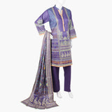 Women's Printed Lawn 3Pcs Suit - Purple, Women Shalwar Suits, Chase Value, Chase Value