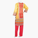 Women's Printed Lawn 3Pcs Suit - Red, Women Shalwar Suits, Chase Value, Chase Value