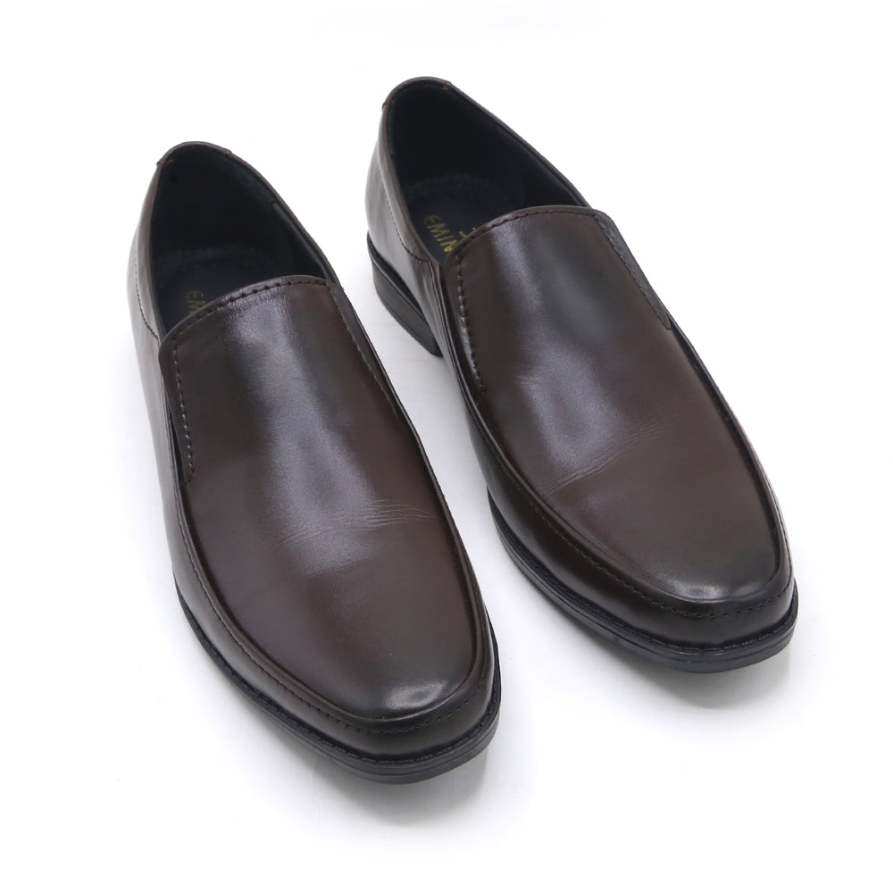 Eminent Comfortable Slip-On Leather Moccasins - Coffee, Men's Formal Shoes, Eminent, Chase Value