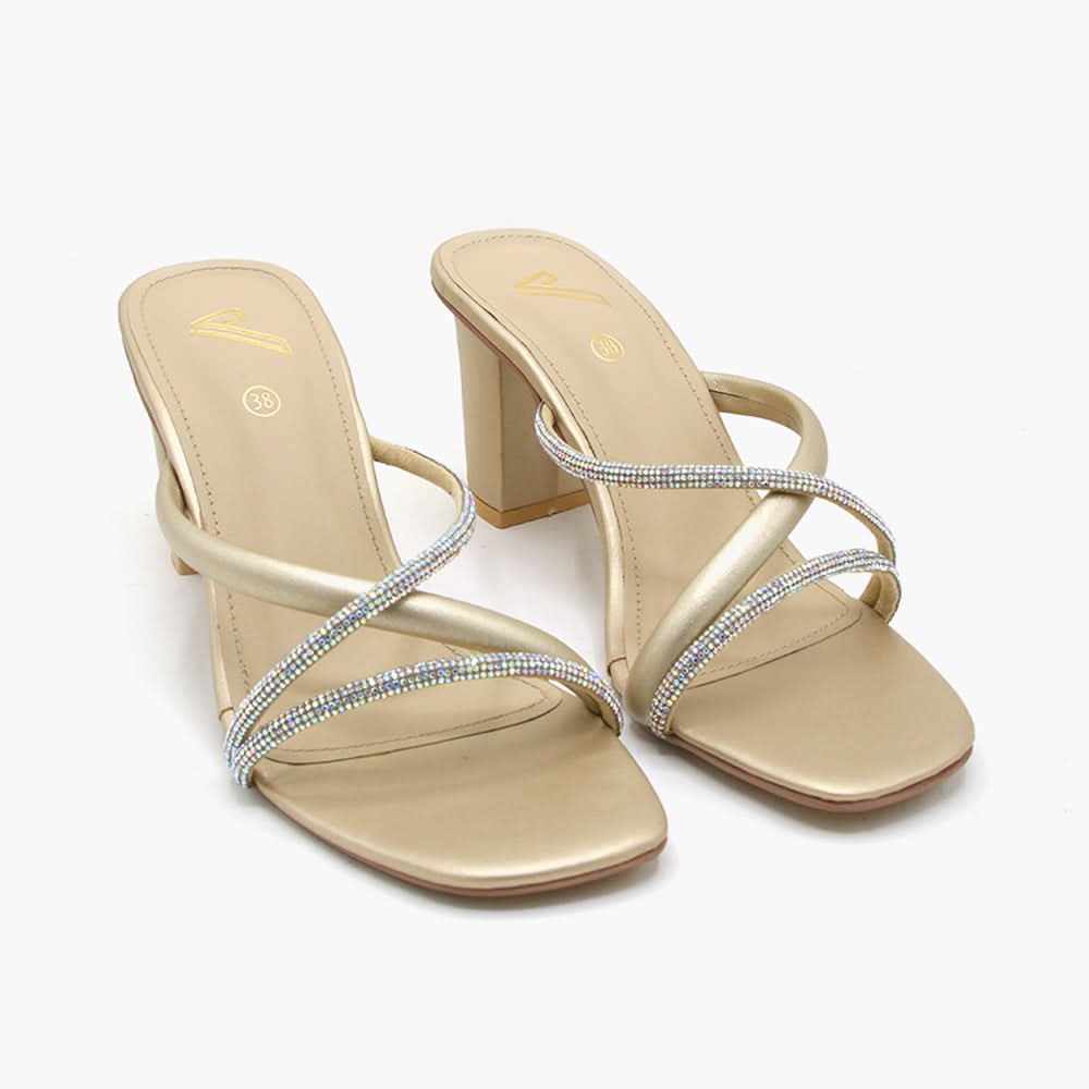 Women's Heel Slipper - Golden, Women Heels, Chase Value, Chase Value