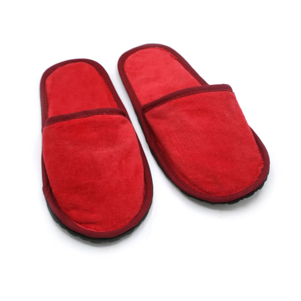 Velour Bed Room Slippers - Red, Women Slippers, Chase Value, Chase Value