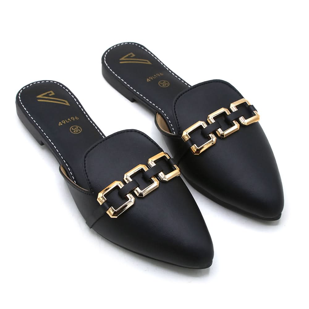 Valuable Women's Backless Pump - Black, Women Backless Pumps, Chase Value, Chase Value