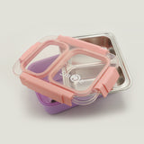 Stainless Steel Lunch Box, 2 Compartments - Purple, Tiffin Boxes & Bottles, Chase Value, Chase Value