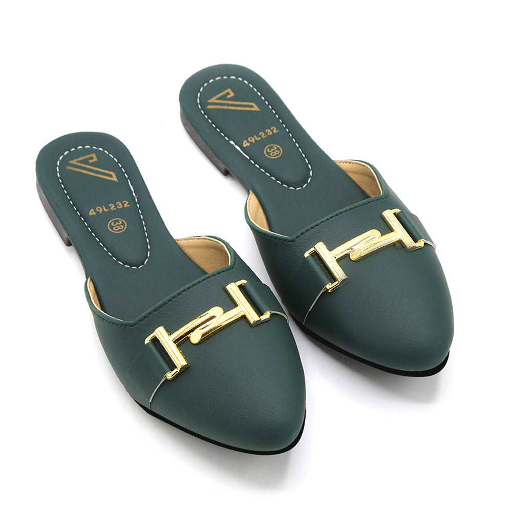 Valuable Women's Backless Pump - Green, Women Backless Pumps, Chase Value, Chase Value