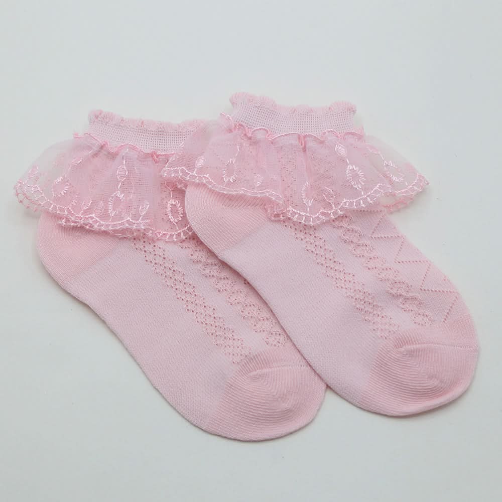 Girls Frill Sock - Baby Pink, Girls Socks, Chase Value, Chase Value