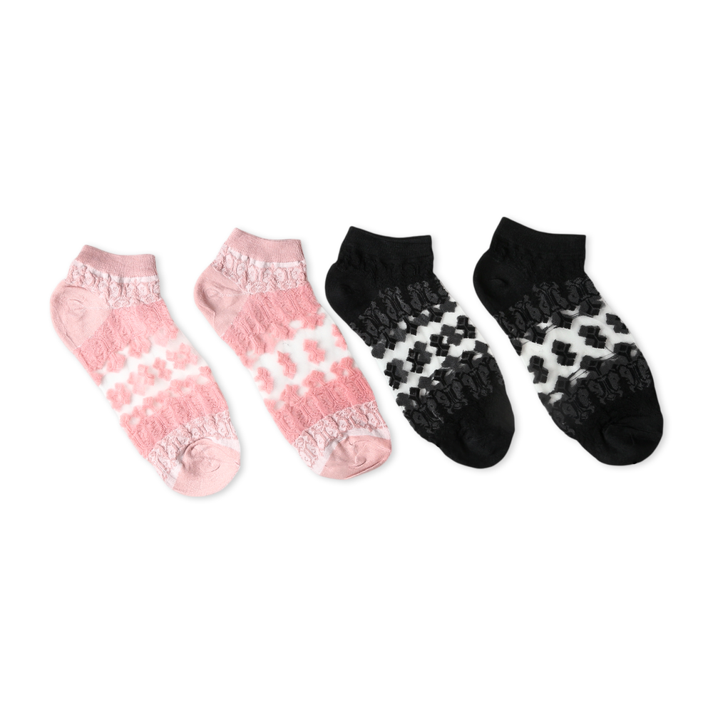 Women's Socks Pack of 2 - Black & Pink, Women Socks Stocking & Gloves, Chase Value, Chase Value