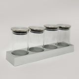 Spice Jar Glass 4Pc With Stand - Silver, Spice Boxes, Chase Value, Chase Value