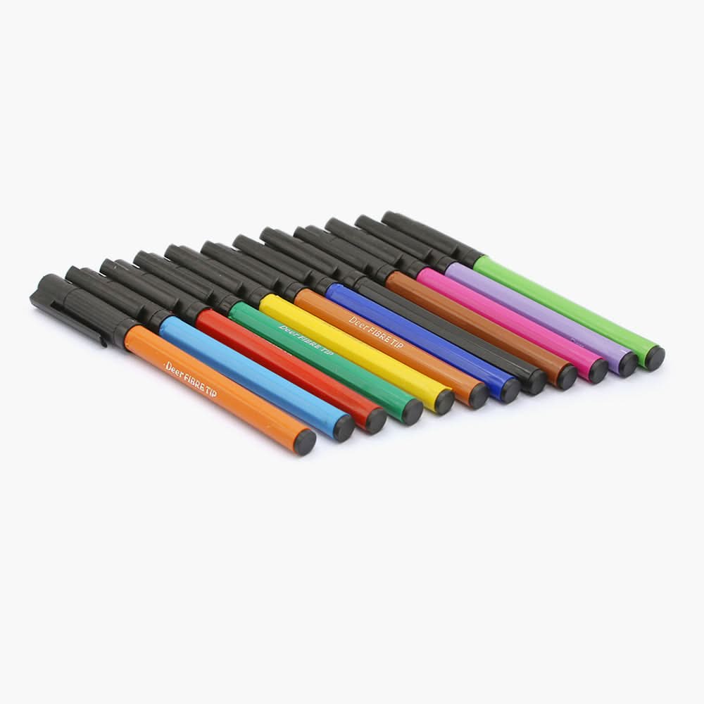 Deer Fiber Tip Marker 12 Pcs, Pencil Boxes & Stationery Sets, Deer, Chase Value