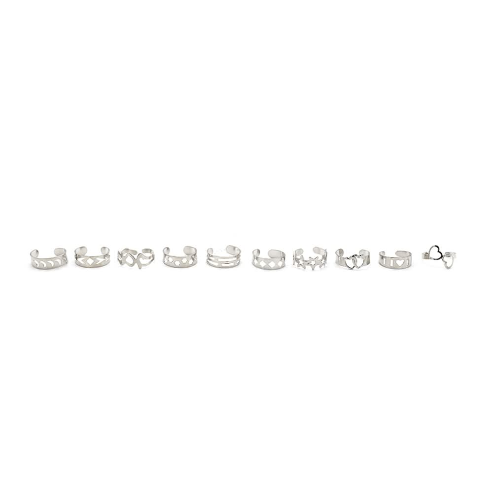 10 Pcs Rings Card - Silver, Girls Finger Rings, Chase Value, Chase Value