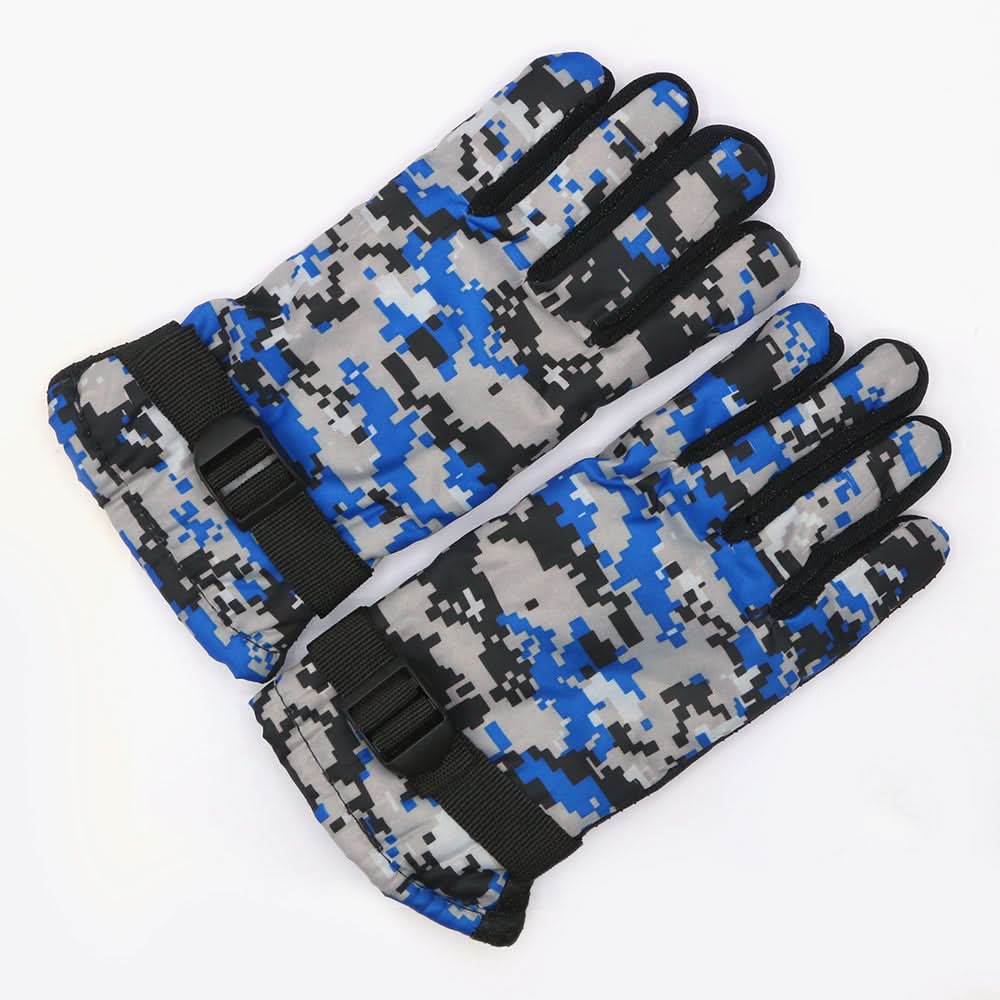 Boys Printed Leather Gloves - Blue, Boys Caps & Gloves, Chase Value, Chase Value